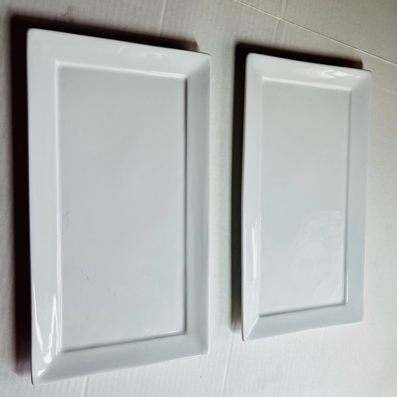 VINTAGE TEMIZ PORCELAIN RECTANGLE SERVING PLATTERS (PAIR) (HEAVY) (13 x 7) - Picture 2 of 7